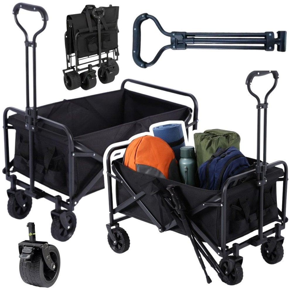 Wózek Ogrodowy Plażowy Transportowy Składany Czarny 120L LEAN