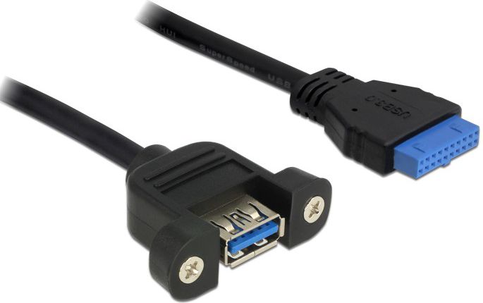 Delock USB zew. - USB wew., 0.5m, Czarny (83118)