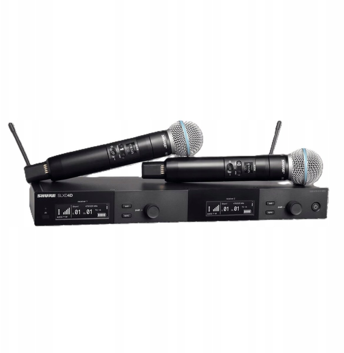 Shure SLXD24DE/B58-G59 - Podwójny cyfrowy system bezprzewodowy z dwoma nadajnikiami/mikrofonami "do ręki"