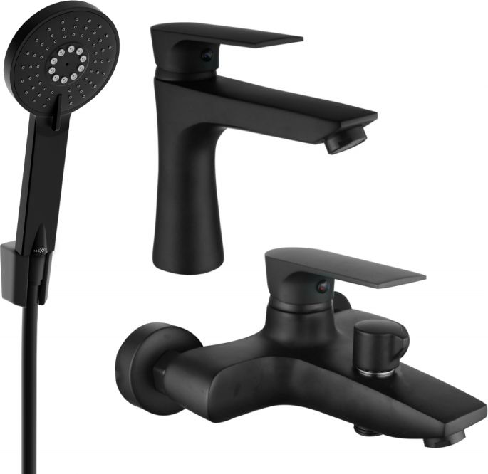 Mexen Mexen Axel R40 zestaw wannowy, czarny - 73803R40-70