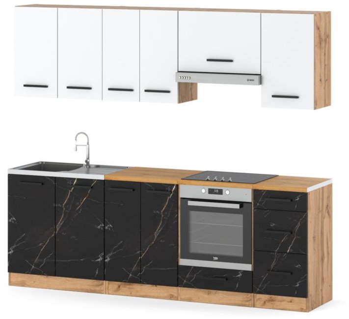 Kuchnia Modułowa Nowoczesna Mała Mokka 2.4m Wotan Biała Mat San Sebastian