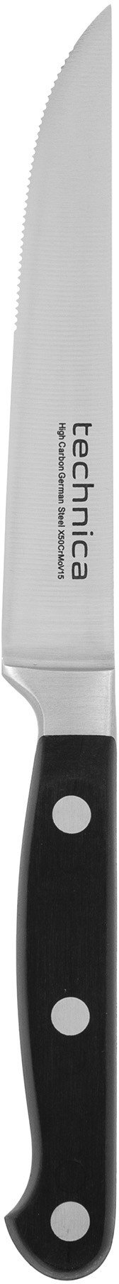 Nóż do steków 240 mm, ząbkowany, długość ostrza 130 mm, czarny | TECHNICA, Gold Line