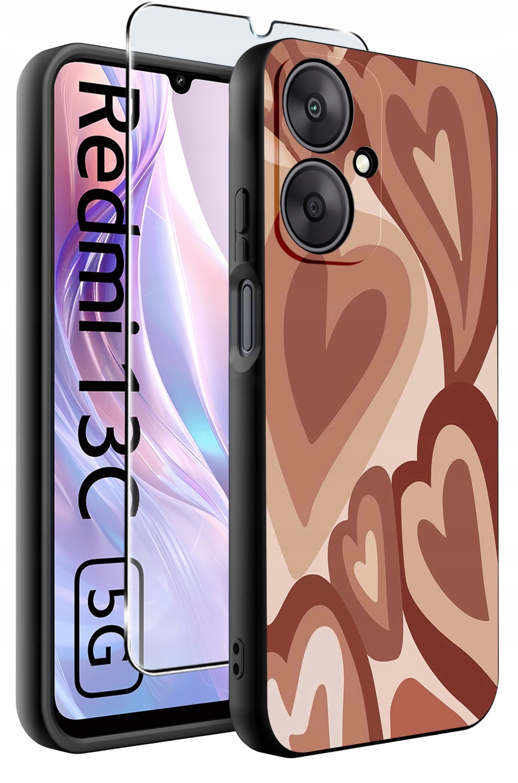 ETUI do Xiaomi Redmi 13C 5G WZORY |SILIKONOWE MATT CASE +SZKŁO HARTOWANE 9H