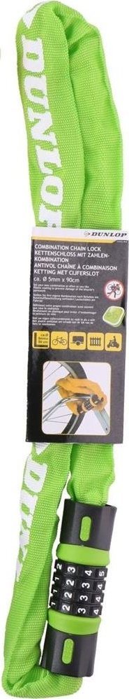 Dunlop Zapięcie rowerowe łańcuch na szyfr dł. 900cm Dunlop - zielony