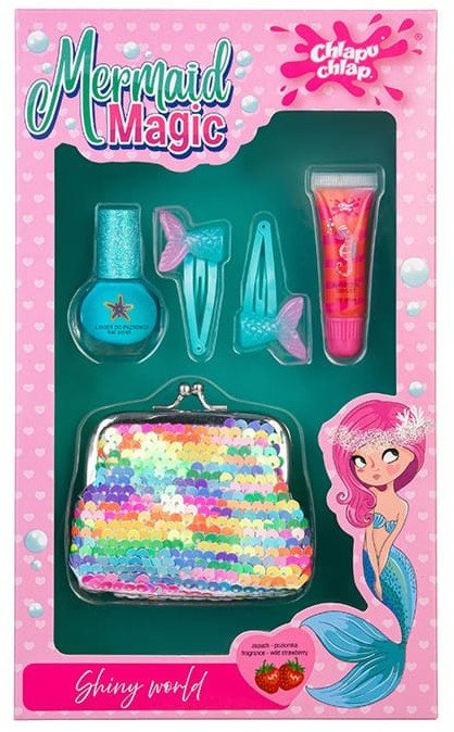 CHLAPU CHLAP Mermaid Magic II Wild Strawberry Zestaw dziecięcy z portmonetką, lakierem do paznokci,błyszczykiem i spinkami do włosów