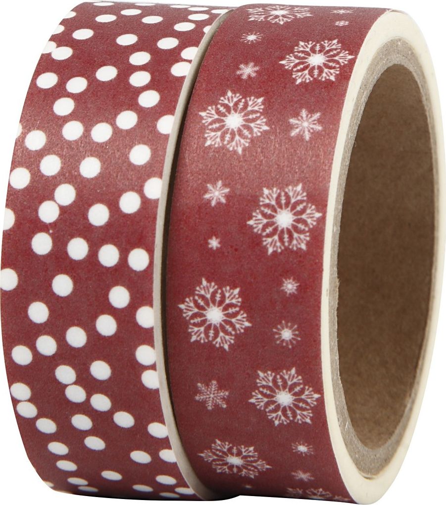 Creative Company Taśmy Washi Śnieżynki i Kropki 2x5 m