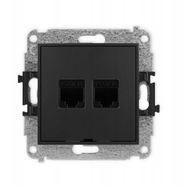 ICON Mechanizm gniazda komputerowego podwójnego 2xRJ45, kat. 6, 8-stykowy, bez pola opisowego czarny mat 12IGKBO-4