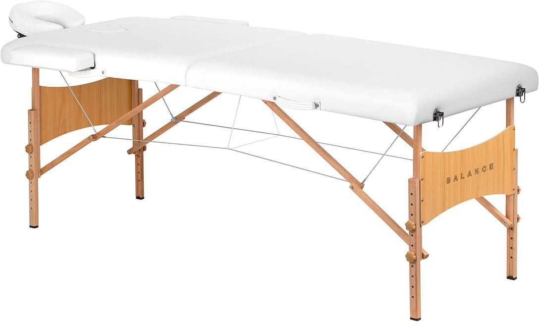 Stół składany do masażu drewniany Balance Lux 2 segmentowy 190x70 biały