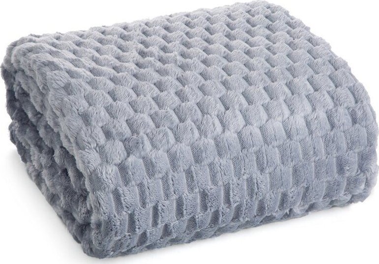 Design 91 Miękki koc z włókna mikroflano z tłoczeniem CINDY 170X210 srebrny