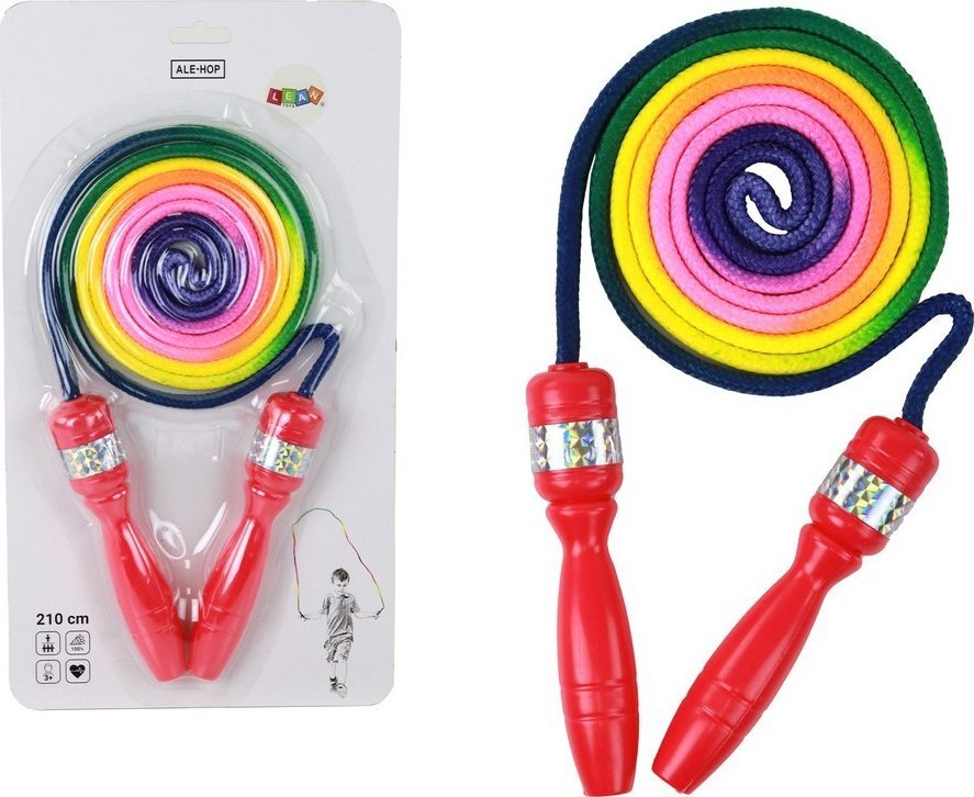 LeanToys Tęczowa Skakanka Czerwone Rączki Ruch Koordynacja Ruchowa