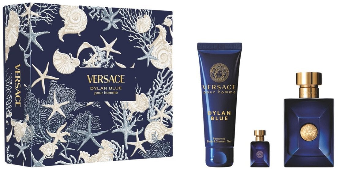 Versace Pour Homme Dylan Blue Zestaw woda toaletowa spray 100ml + żel pod prysznic 150ml + miniatura wody toaletowej 5ml
