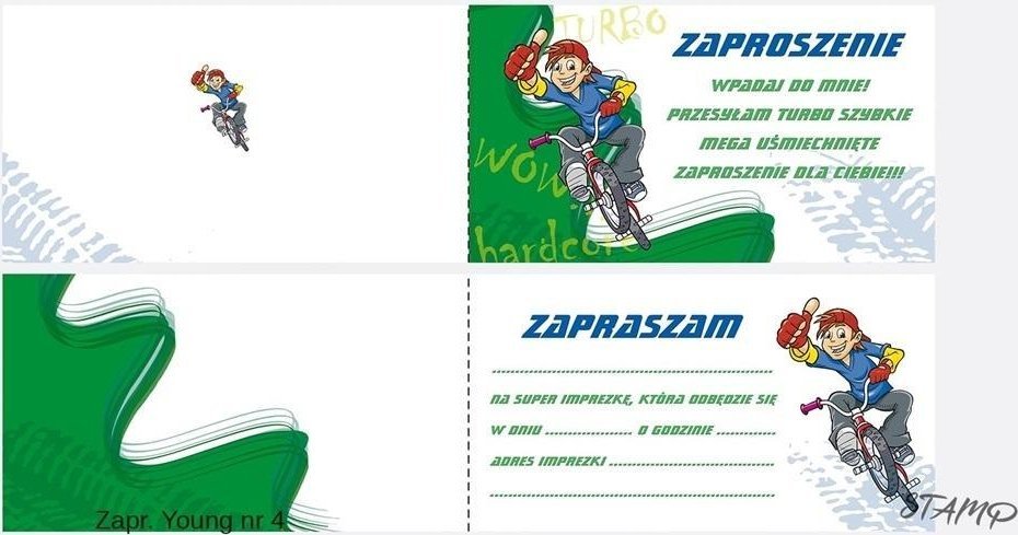Zaproszenia Young Chłopiec wzór nr 04 10szt