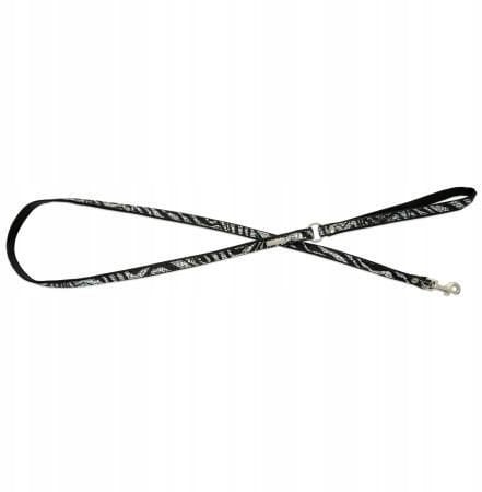 Barry King Smycz dla psa, Equilibre, Czarna zebra, skórzany nikiel, 13mm/120cm