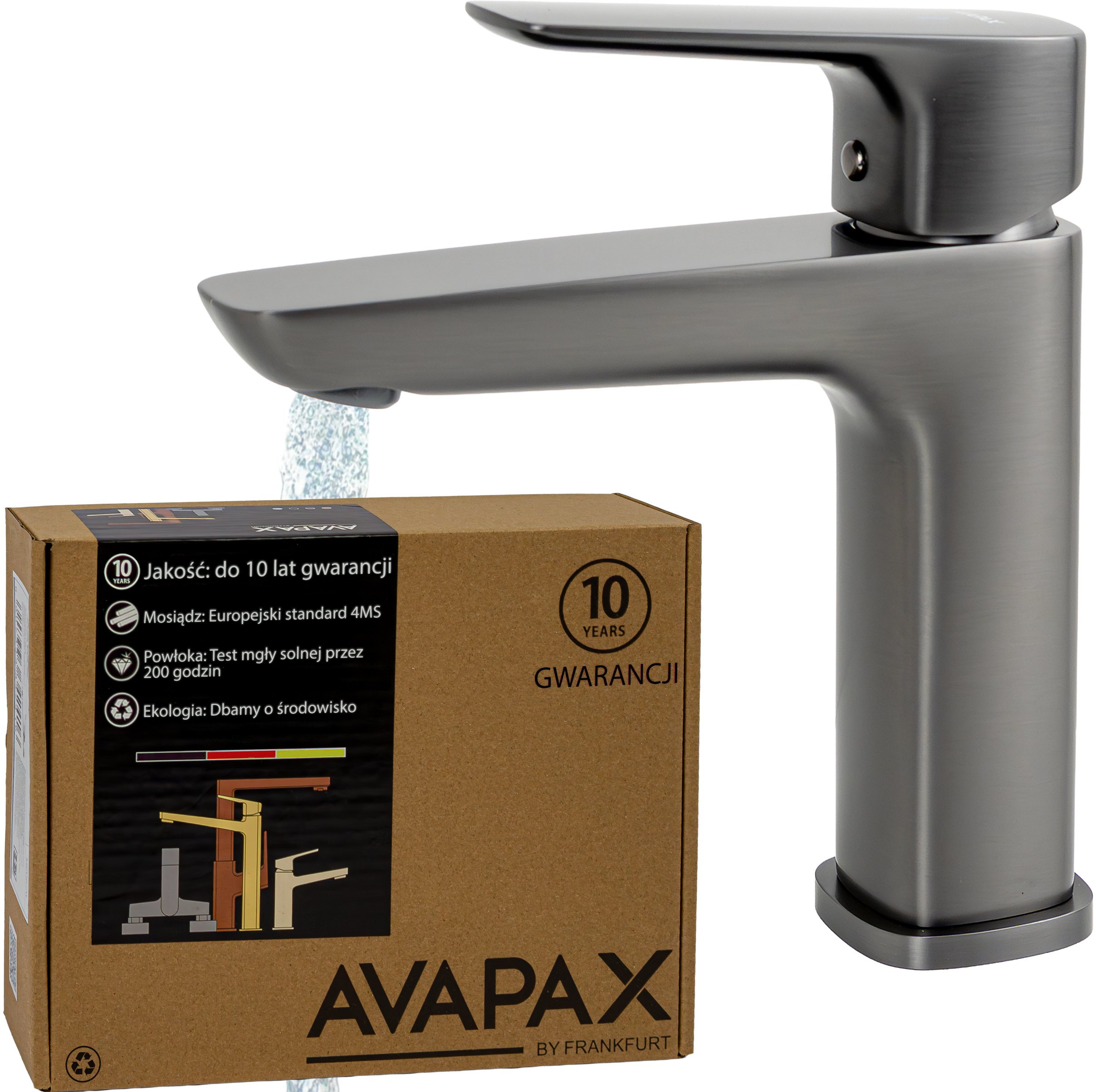 Bateria umywalkowa stojąca, Kolor: gun metal