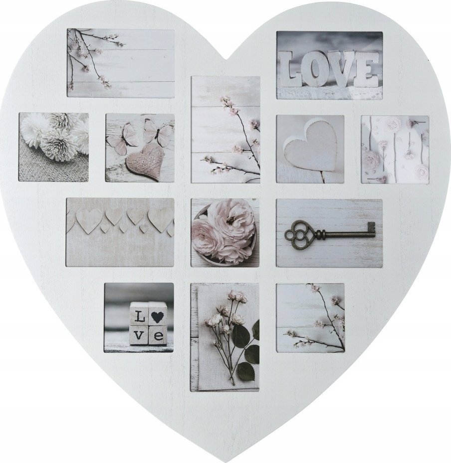 Ramka Atmosphera Ramka na zdjęcia drewniana SERCE, ramki do zdjęć, multirama, kolor biały