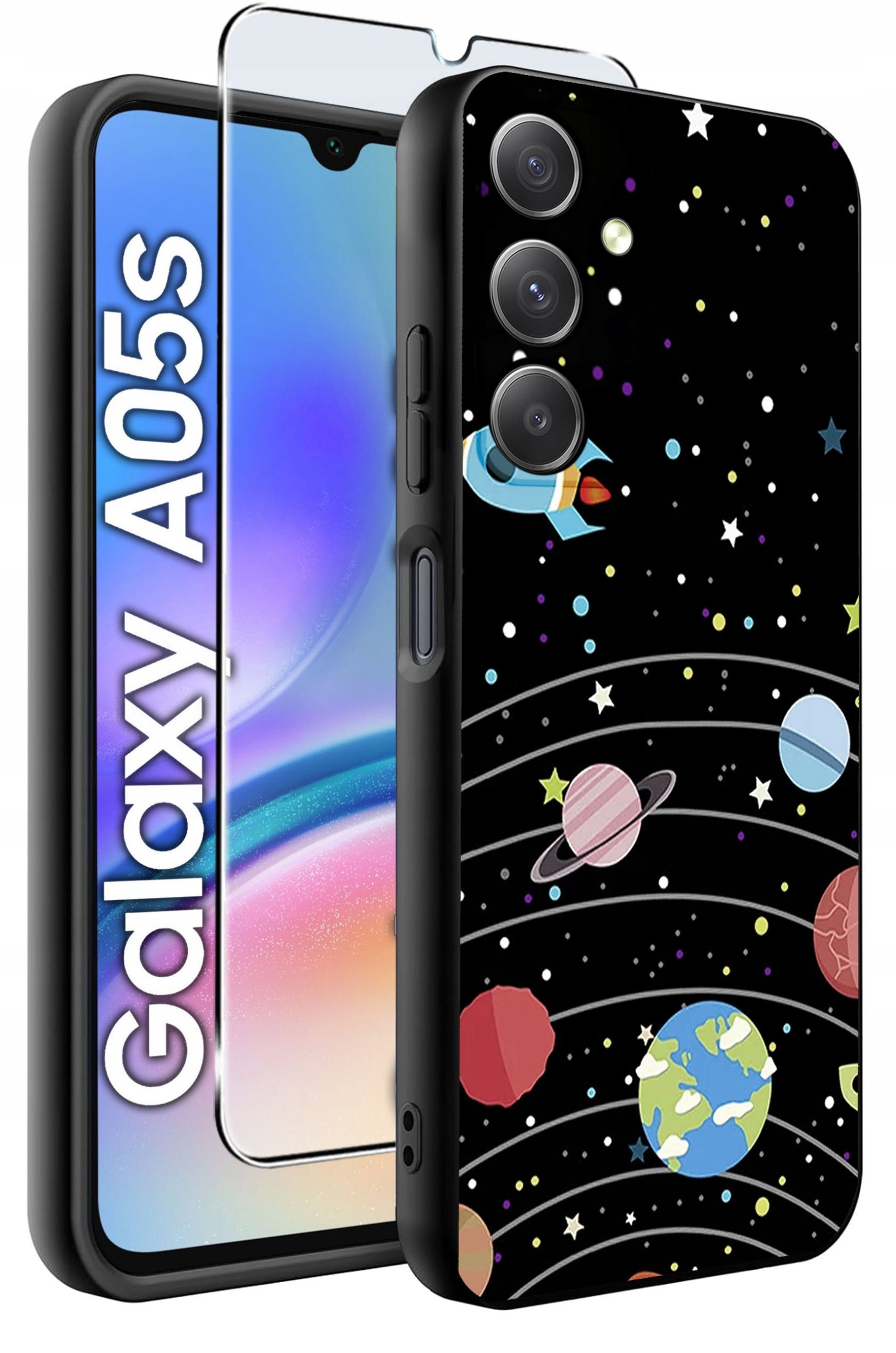 ETUI do Samsung A05s WZORY | SILIKONOWE MATT CASE + SZKŁO 9H