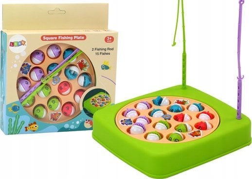 LeanToys Gra Zręcznościowa Łowienie Rybek 15szt Wędki Zielona
