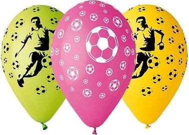 GMR Balony z nadrukiem Piłkarz i Piłki Nożne - 30 cm - 5 szt. uniwersalny