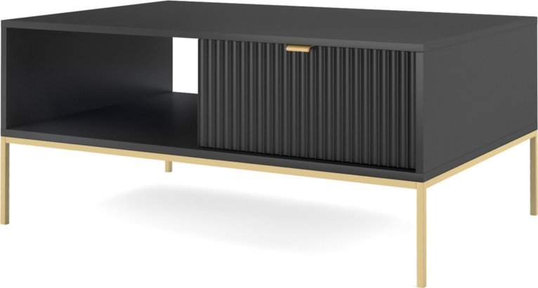 Ravio Prostokątna ława Kioto w kolorze czarnym i złotymi nóżkami