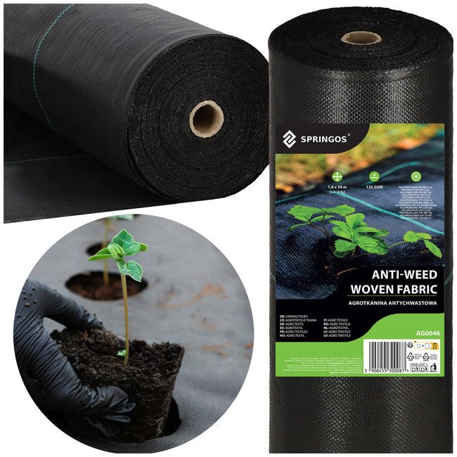 Agrowłóknina antychwastowa 1,6m x 50m agrotkanina 135 g/m2 mata czarna UNIWERSALNY