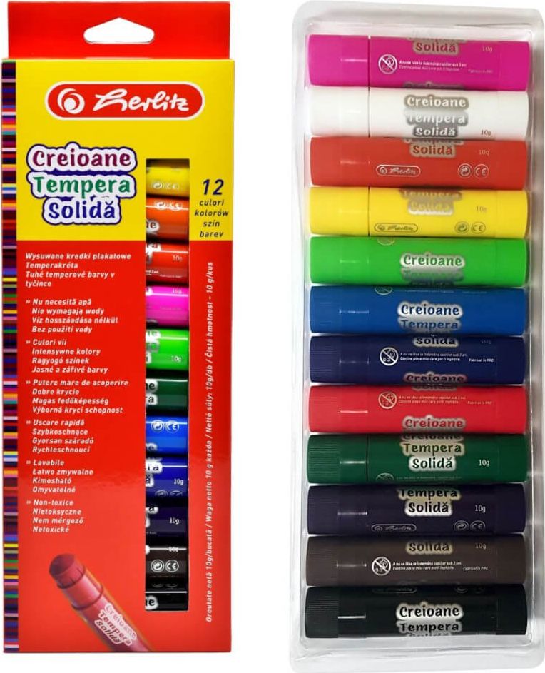 Herlitz Kredki plakatowe w sztyfcie farby 12 kolor HERLITZ