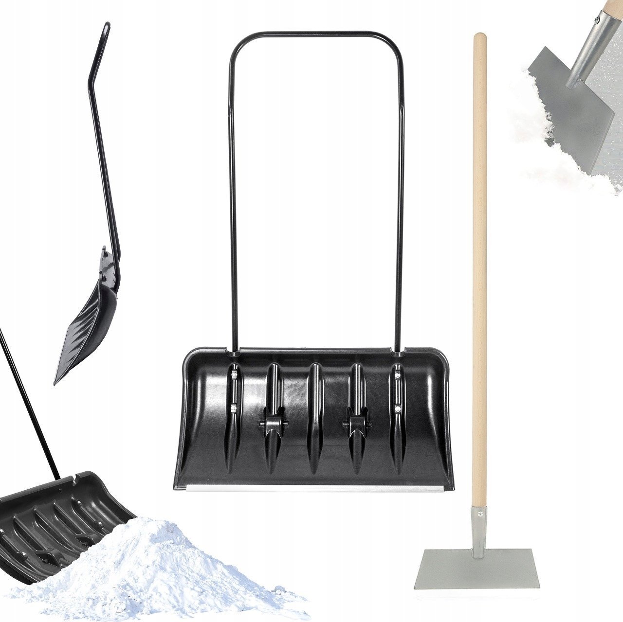 Kadax KADAX Łopata Zgarniacz Do Śniegu Pług Na Kółkach + Skuwacz Zbijak Lodu 25cm