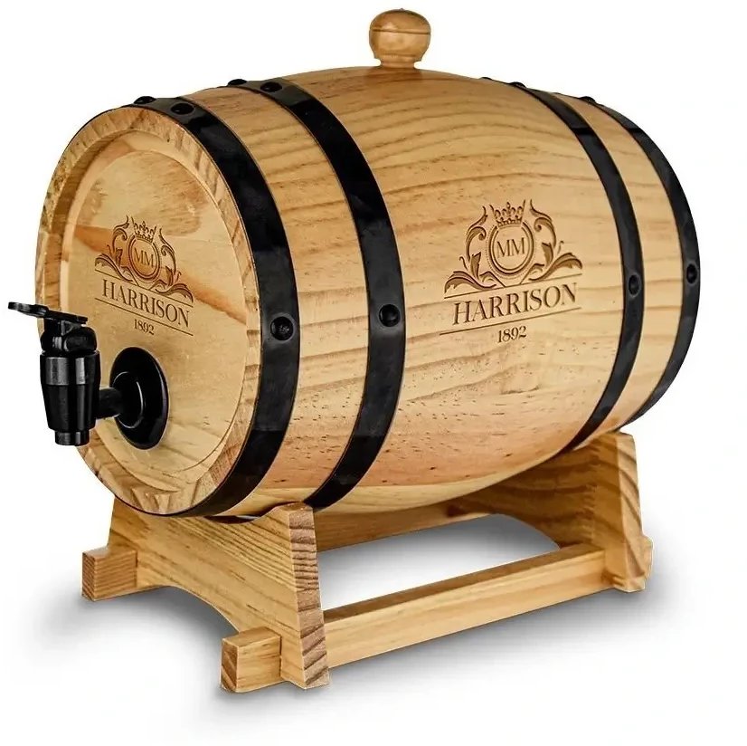 Duża Drewniana Beczka do Przechowywania Wina i Whisky - 3 Litry