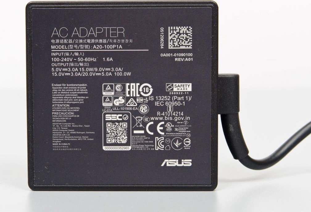 Zasilacz Asus ASUS 0A001-01090100 adapter zasilający/ inwentor Wewnętrzna 100 W Czarny