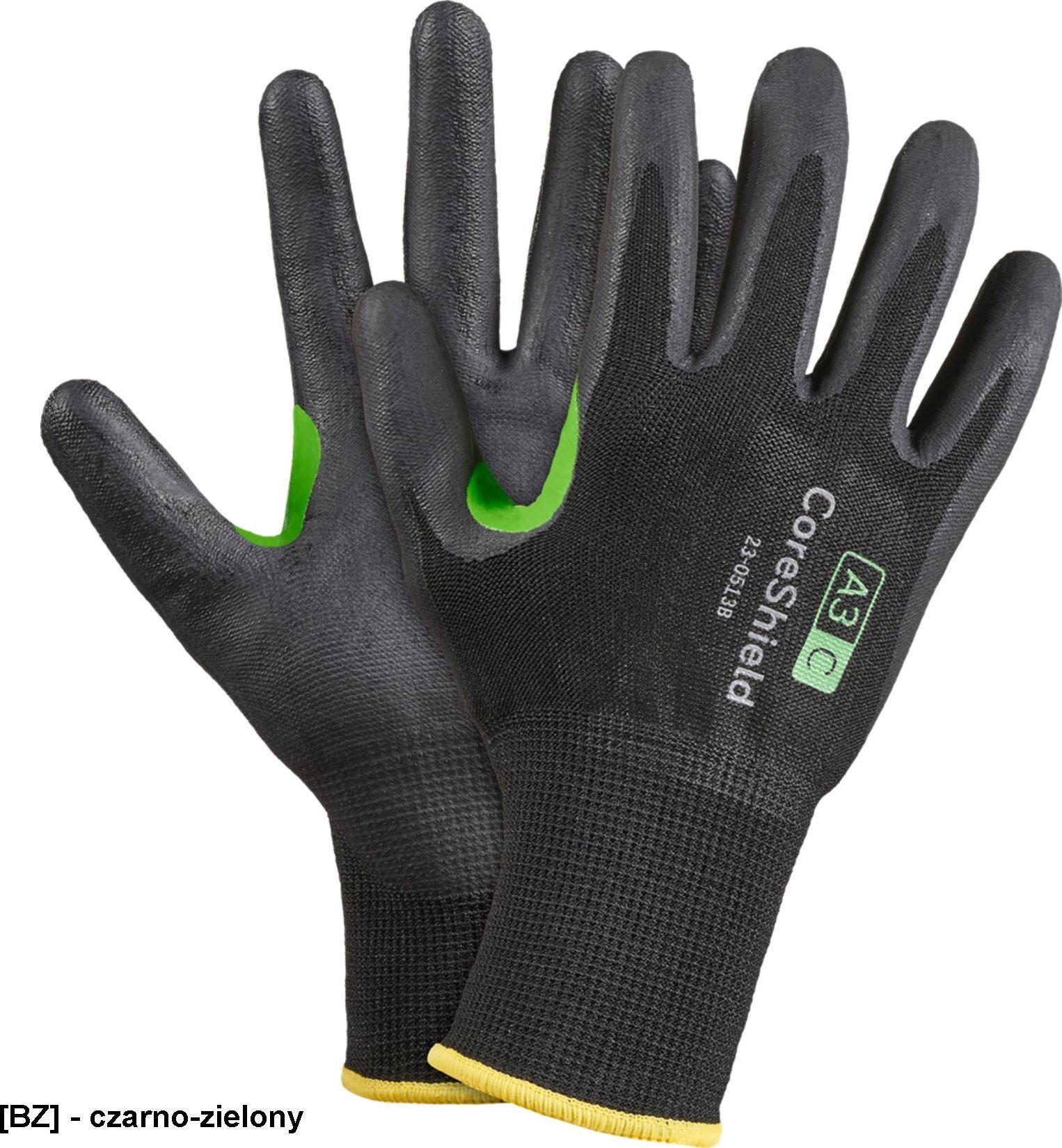 R.E.I.S. HW-SHIELD13A3 - rękawice ochronne, ścieg 13G, włókno HPPE bazalt, ekran dotykowy, powleczone gładkim nitrylem, pewny chwyt, bez włókna szklan