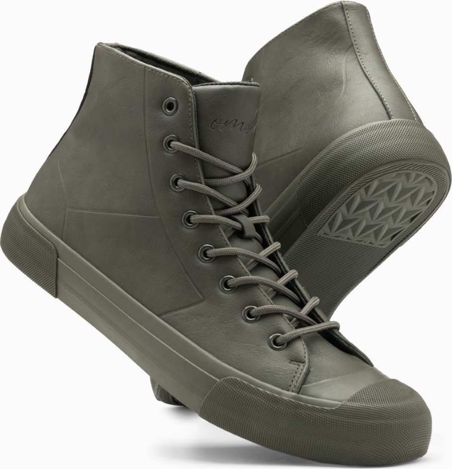Ombre Wysokie buty męskie trampki z gumowym noskiem oliwkowe V4 OM-FOSH-0138 41