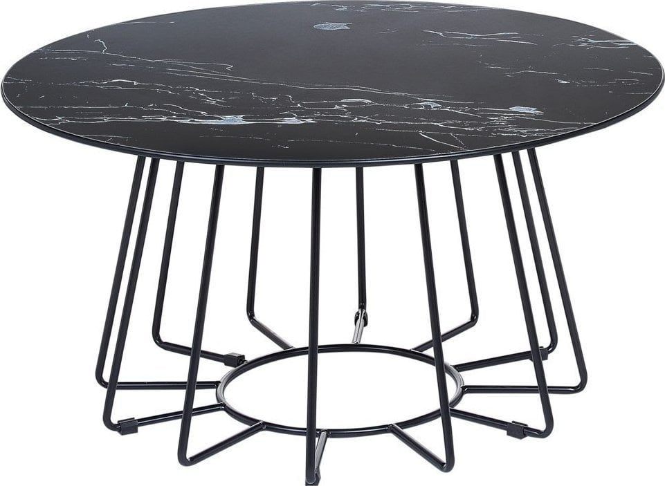 Beliani Stolik kawowy efekt marmuru czarny BERNIE
