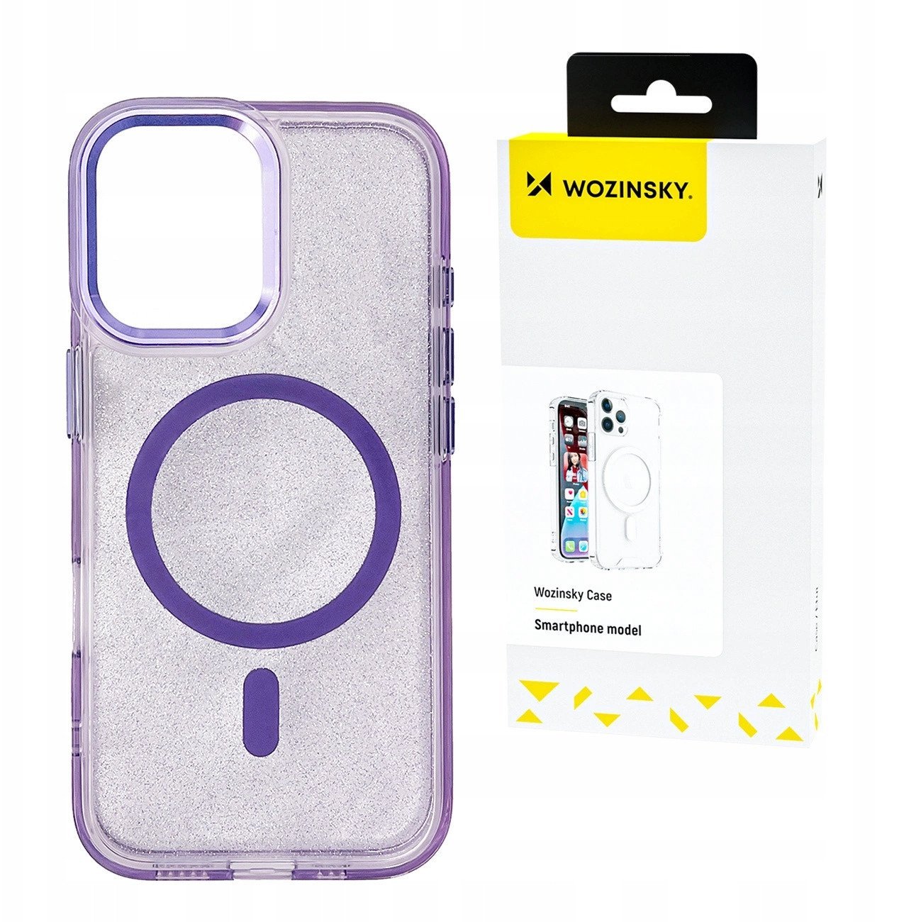 Etui Wozinsky Glitter Case z Mag Safe na Samsung Galaxy S25+ - fioletowe z brokatem