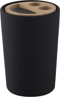 Bisk Kubek na szczoteczki i pastę 7,5x11 cm czarny ceramiczny