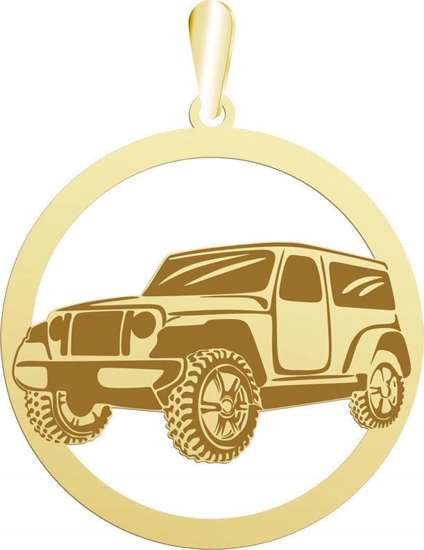 Radziszewska Jewellery Zawieszka Złota Jeep OFF-ROAD 2X4 Srebro 925 Prezent GRAWER GRATIS