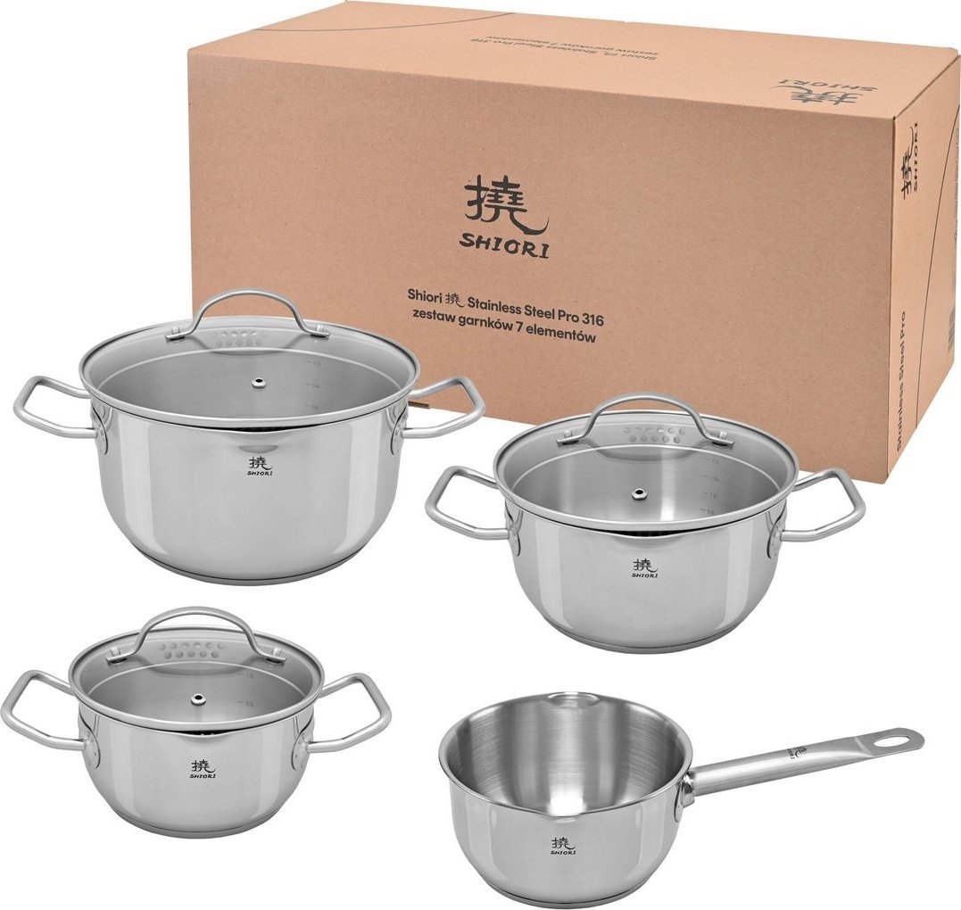 Shiori Shiori Steel Series Pro 316 zestaw garnków indukcja 7 elementów