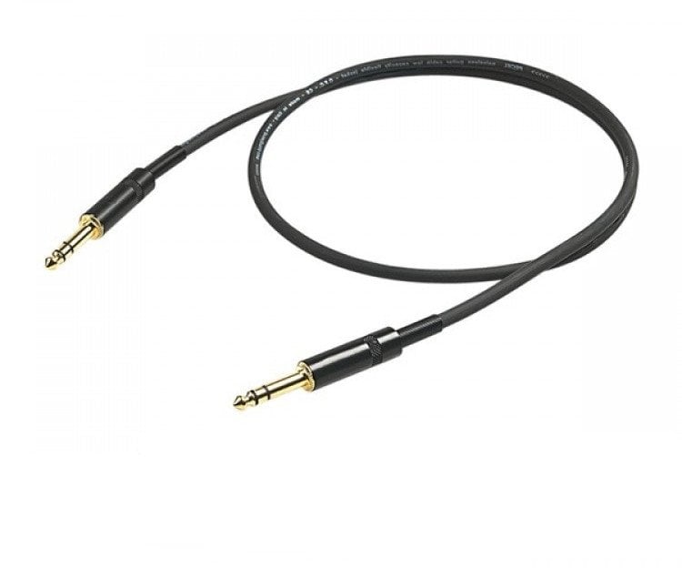 PROEL 6.3mm stereo male - 6.3mm stereo male, 5m, black