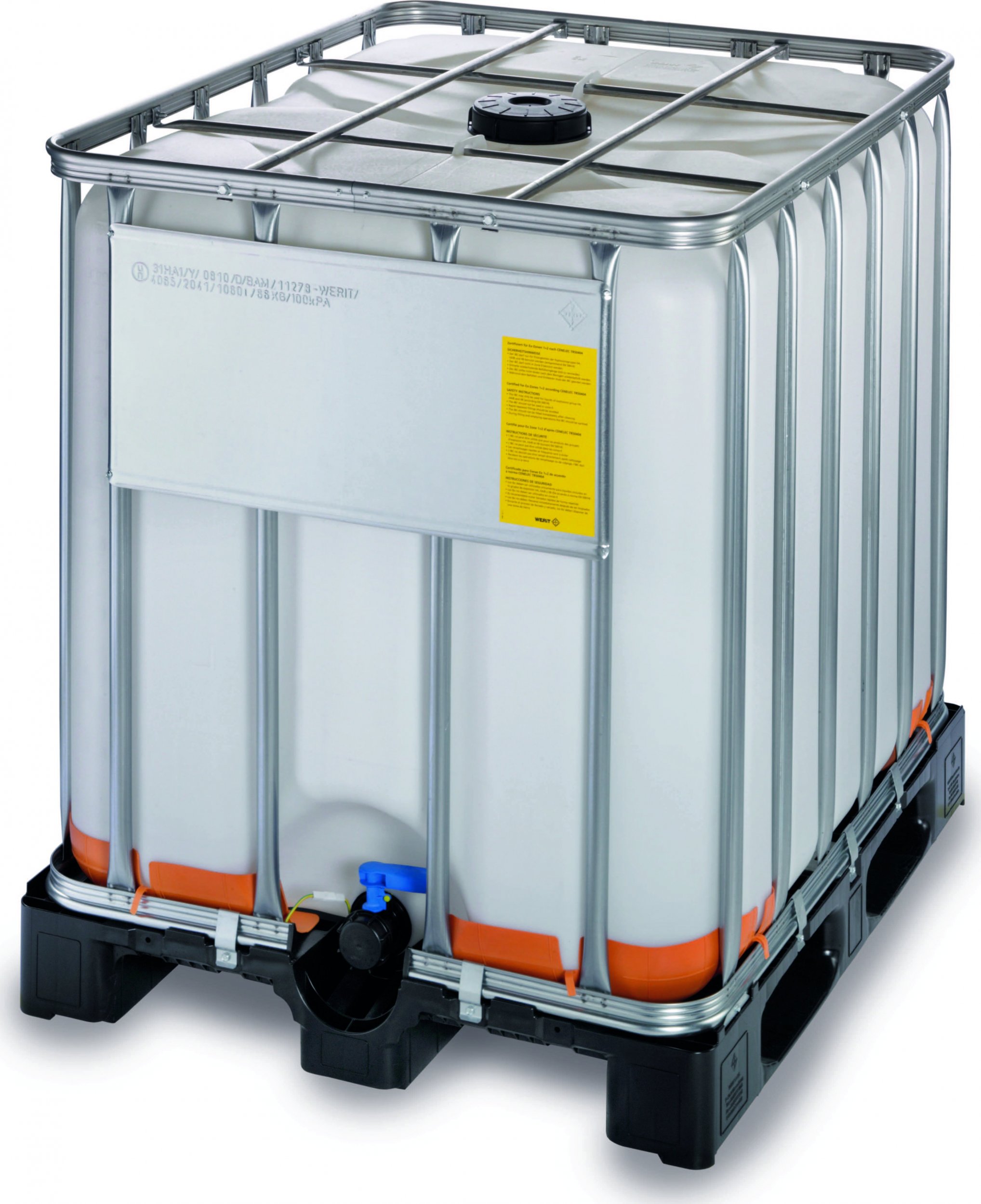 Werit-P Kontener IBC 1000 l UN EX 150/50 na palecie z tworzywa sztucznego do alkoholu (wym. 1200 x 1000 x 1163 mm)