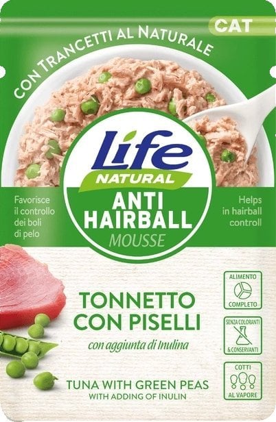 LIFE CAT sasz.70g ANTY-HAIRBALL TUNA + GREEN PEAS /30