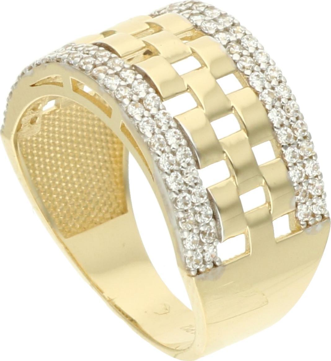 Rosanto Złoty pierścionek szachownica z cyrkoniami roz. 15 585 14k