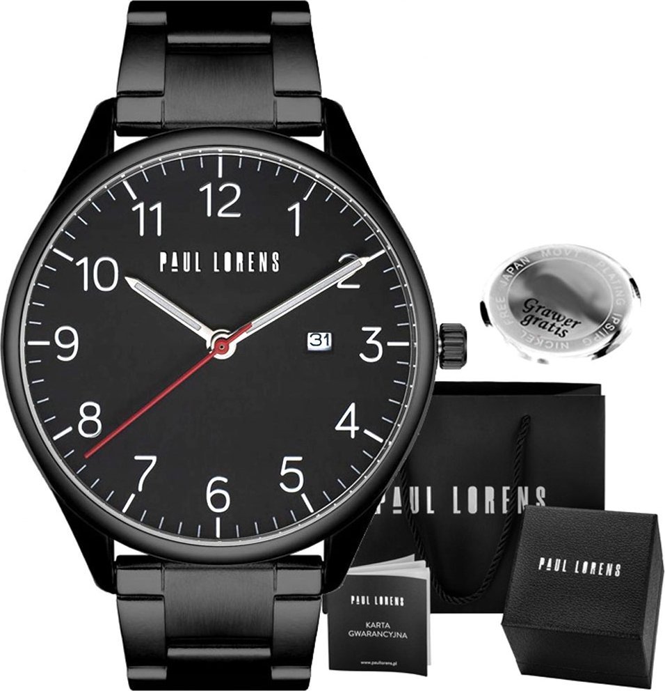 Zegarek męski Paul Lorens PASLO czarny z grawerem