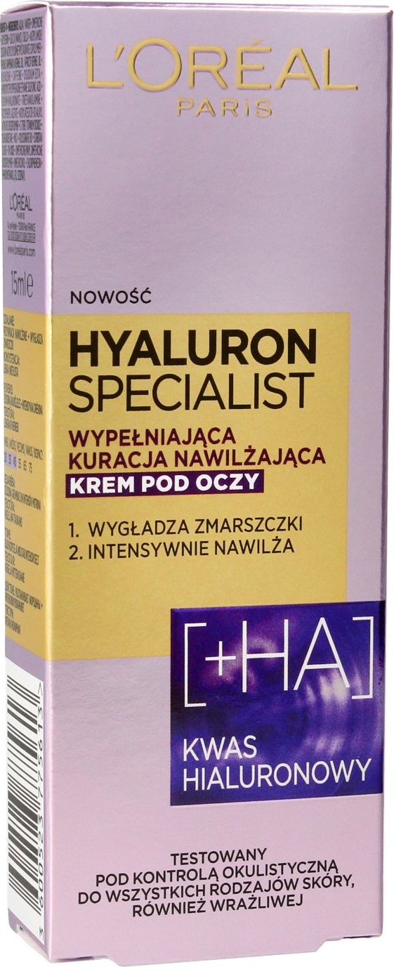 L’Oreal Paris Loreal Hyaluron Specjalist Krem-kuracja nawilżająco wygładzający pod oczy 15ml