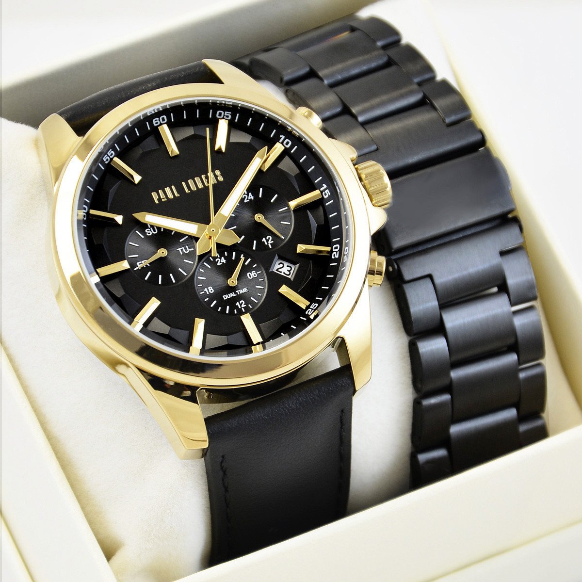 Zegarek Paul Lorens Zegarek męski MAKALU PL20010A-1A2 z dwoma paskami