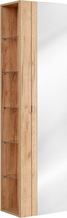 Elior Pionowa podwieszana szafka łazienkowa z lustrem - Malta 6X Dąb