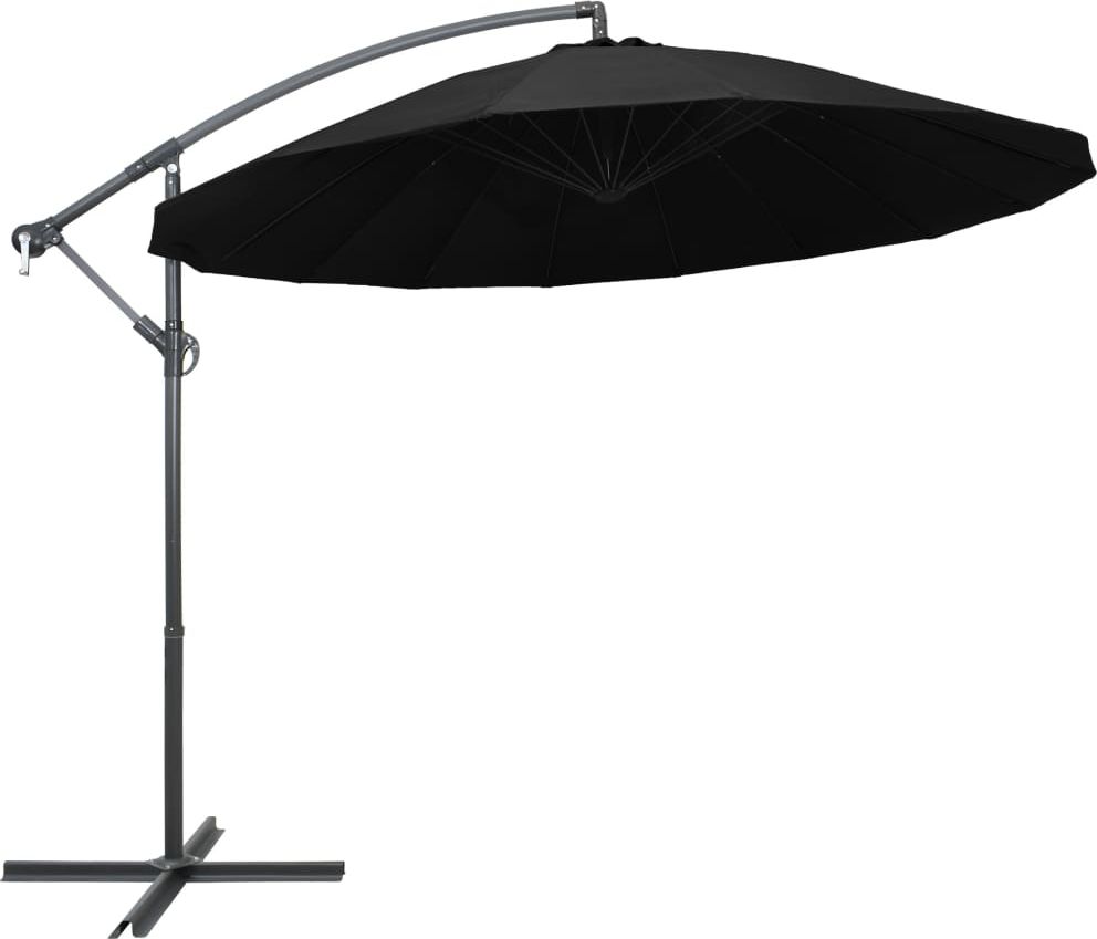 vidaXL Parasol ogrodowy, wiszący, czarny, 3 m, słupek aluminiowy