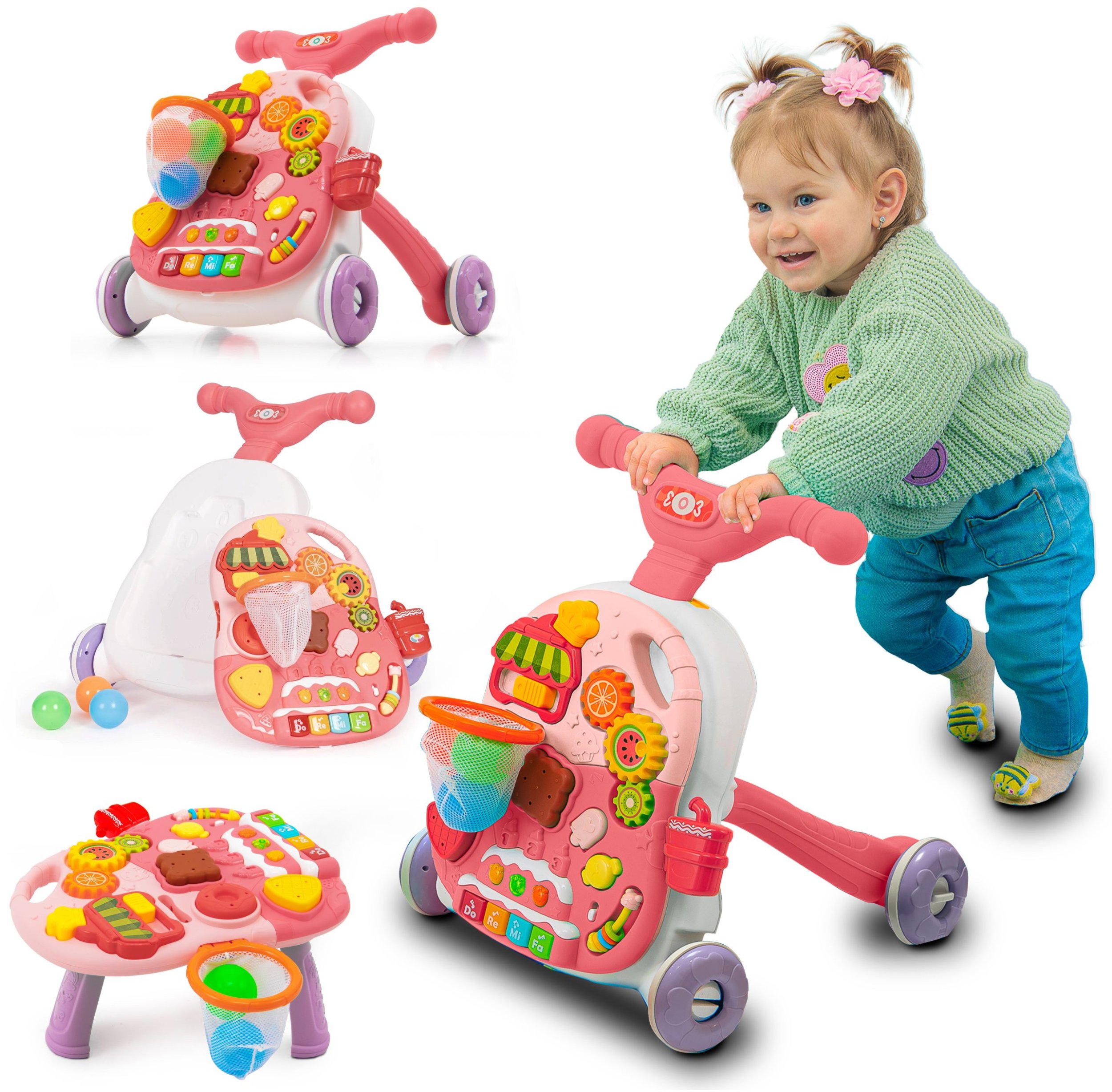 PCHACZ CHODZIK STOLIK EDUKACYJNY PIANINKO 2W1 RÓŻOWY