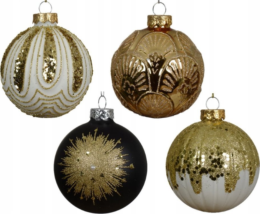 Kaemingk Bombka choinkowa 8cm szklana brokatowa świąteczna 1szt