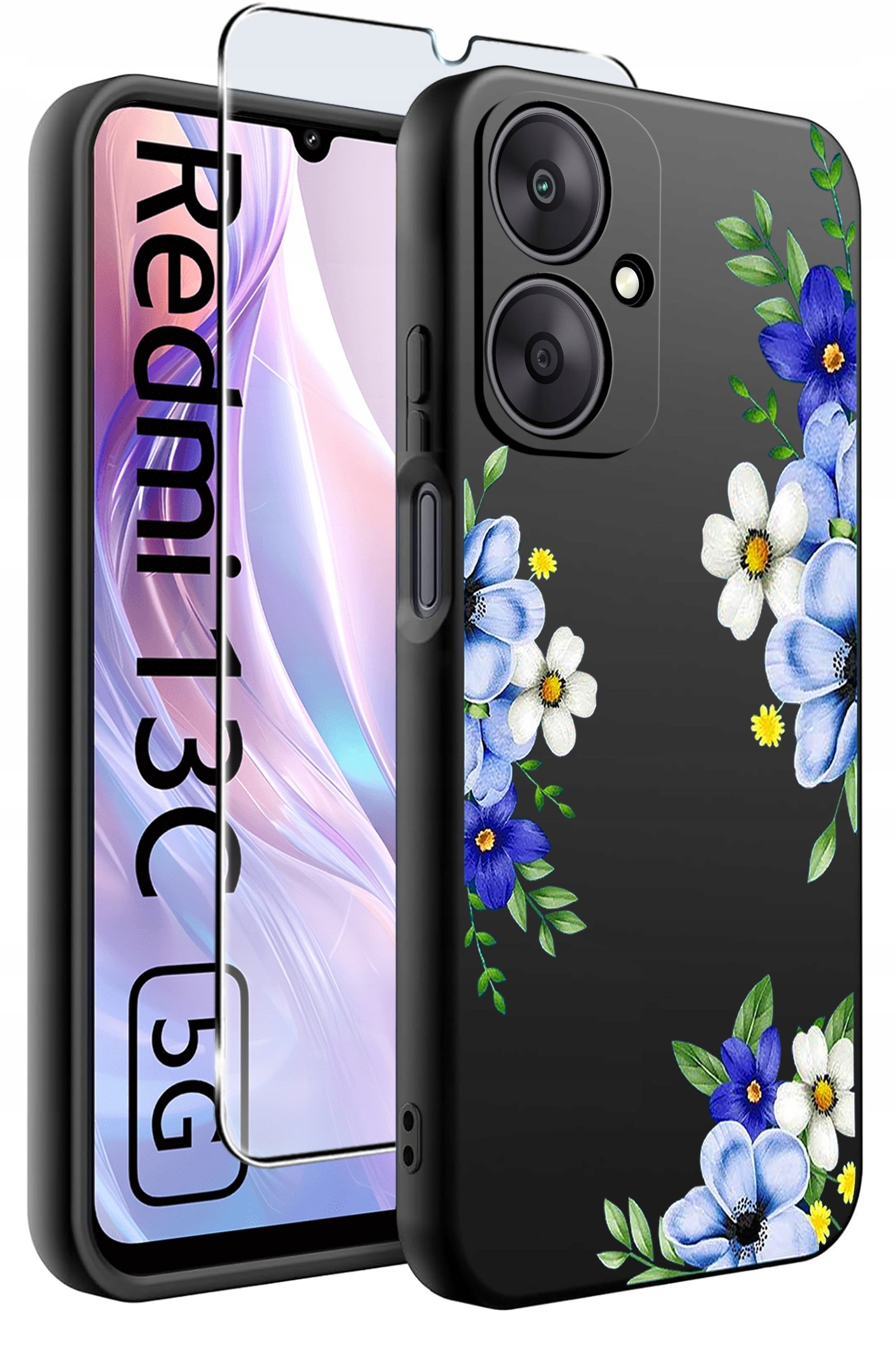 ETUI do Xiaomi Redmi 13C 5G WZORY |SILIKONOWE MATT CASE +SZKŁO HARTOWANE 9H