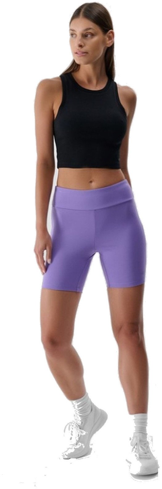 Legginsy krótkie sportowe damskie 4F fiolet do biegania na siłownię F007 L