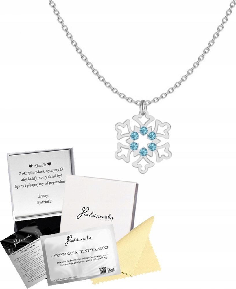Radziszewska Jewellery Naszyjnik Srebrny Śnieżynka Srebro 925 Boże Narodzenie Biżuteria Prezent
