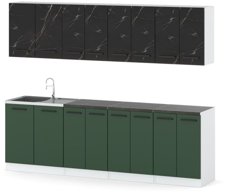 Kuchnia Modułowa Z Blatem Vero 2.6m Zestaw San Sebastian Butelkowa Zieleń